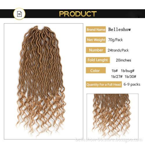 Hot sell wholesale 24 stands crochet braid hair faux locs with curly ends wavy faux locs crochet goddess faux locs